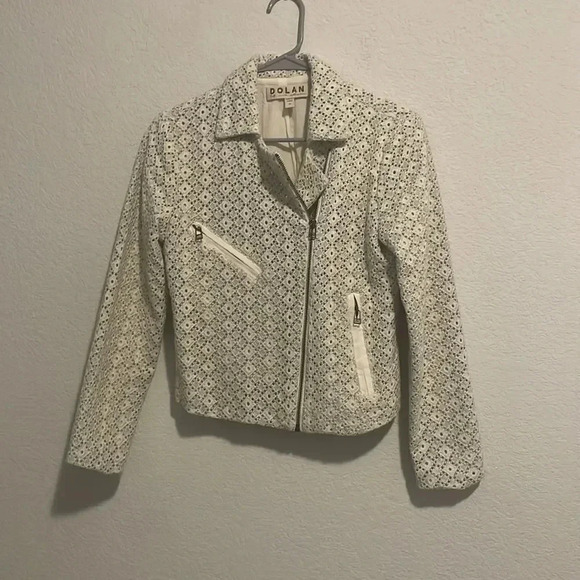 Anthropologie Dolan Left Coast Rossi Eyelet Moto Jacket Blue White Size XS - Picture 1 of 5